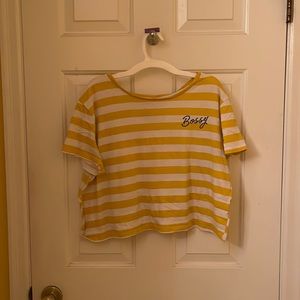 Striped yellow and white crop top